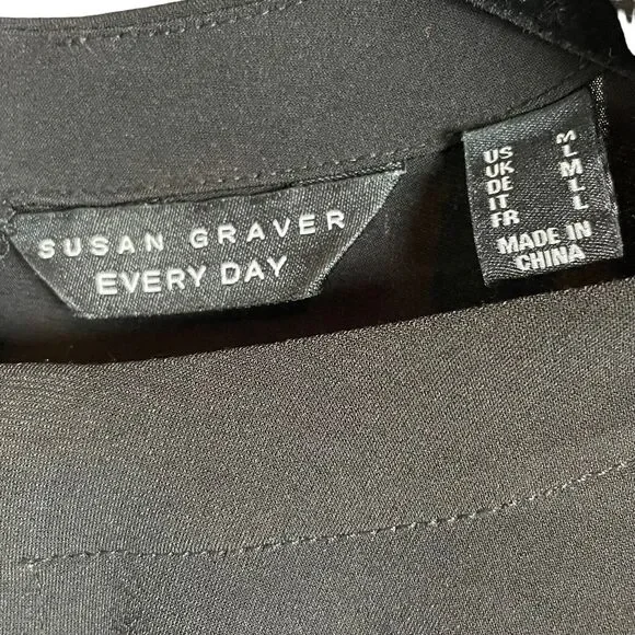 Susan Graver Liquid Knit‎ Black Tunic Duster Size M – Attached Shirt Layer - Picture 3 of 5